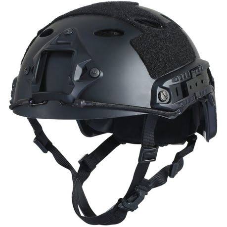 Tactical Helmet with NVG Mount and Side Rails Black