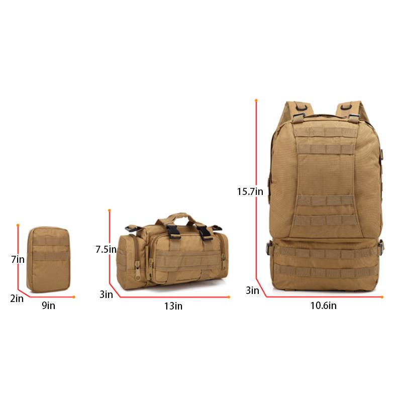 Tactical Backpack with 3 Molle Bags (55L)