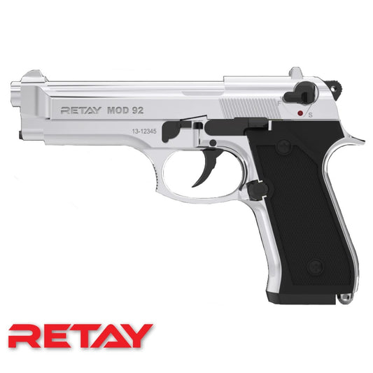 Retay MOD 92 9mm Blank Pepper Pistol Chrome