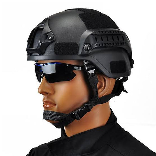 Tactical Helmet with NVG Mount and Side Rails Black