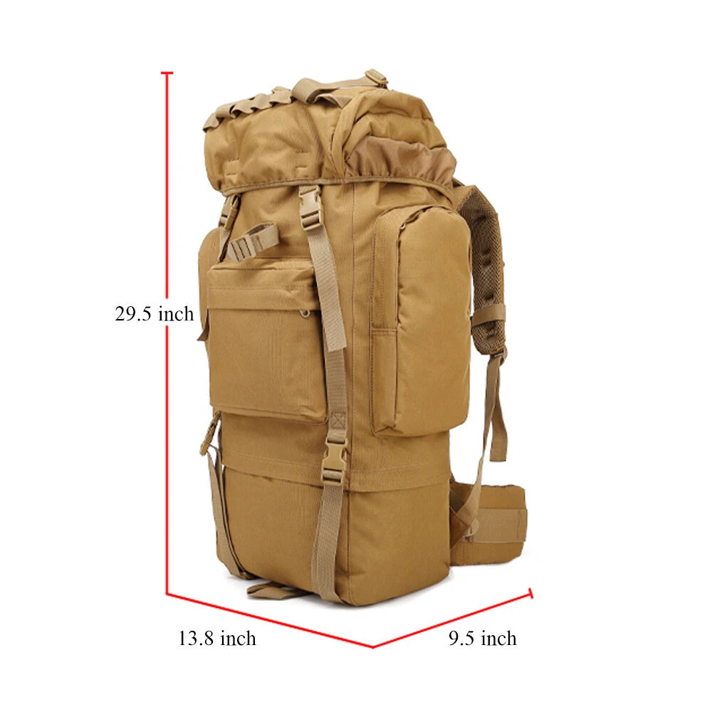 Tactical Backpack Travel Rucksack Durable Waterproof Travel Bag 65L Day Pack Bag